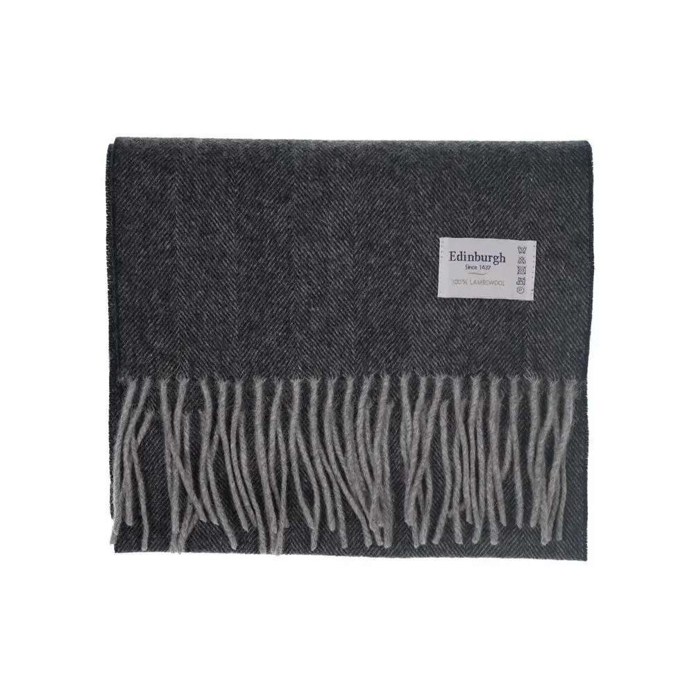 Edinburgh 100% Lambswool Tartan Grey Scarf